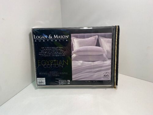 Logan & Mason Egyptian Cotton Linen King Mega Flat Sheet Platinum