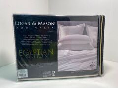 Logan & Mason Egyptian Cotton Linen King Mega Flat Sheet Platinum