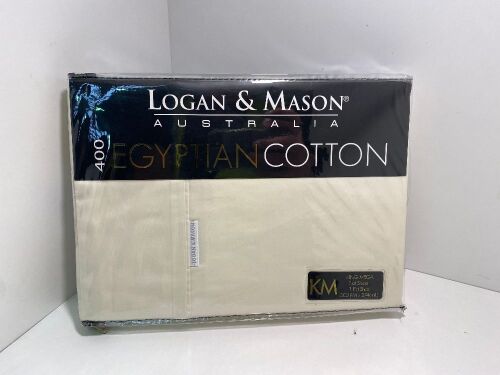 King Mega Flat Sheet Vanilla Logan & Mason Australia 400 Egyptian Cotton