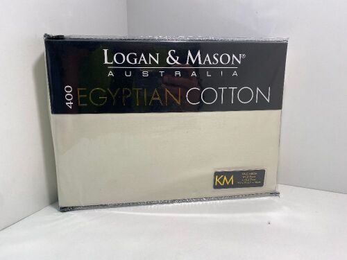 King Mega Flat Sheet Vanilla Logan & Mason Australia 400 Egyptian Cotton