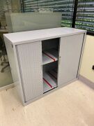 Grey Steel Cabinet, Retractable Doors, 1200 x 500mm - 2