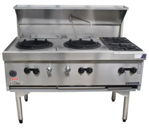 GOLDSTEIN GAS DOUBLE WOK PLUS 2 SIDE BURNERS