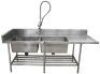 STAINLESS STEEL DOUBLE BOWL SINK WITH SPRAY ARM