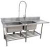 STAINLESS STEEL DOUBLE BOWL SINK WITH SPRAY ARM - 2