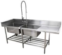 STAINLESS STEEL DOUBLE BOWL SINK WITH SPRAY ARM - 3