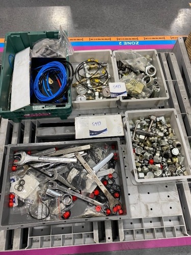 Pallet of assorted Tools, Fittings, Pressure Gauges etc
