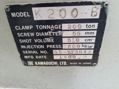 Kawaguchi K200B Injection Moulder, Model: K200-B - 11