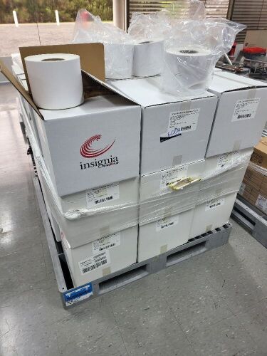 Pallet of Insignia Thermal Transfer paper roll Various Sizes 