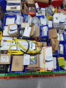 Pallet of assorted electric & pneumatic parts and various fittings