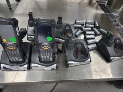 2x Symbol Hand Held Scanners and Quantity of 6 x Symbol Base Charge Station, Model: CRD9000-1001RS with 16 Batteries - 2