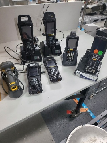 6 Various Hand Scanners and 1 RF scanner with 5 charge bases.