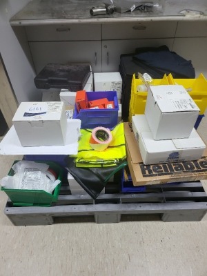 Pallet of various PPE, nylon anchors, brady coloured printer ribbons & more