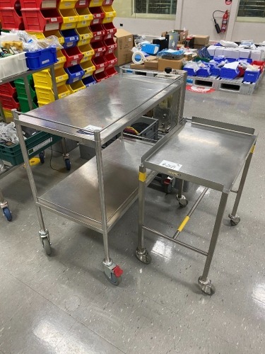 Quantity of 2 x Stainless Steel Trolleys