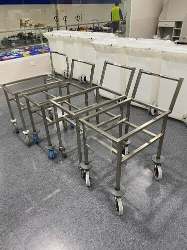 Quantity of 4 Stainless Steel Tub Trolleys