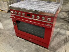 Smeg 900mm Portofino Pyrolytic Freestanding Cooker - Coral Red CPF9GPRA - 2