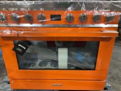 Smeg 90cm Portofino Freestanding Dual Fuel Oven/Stove Orange CPF9GPORA - 9