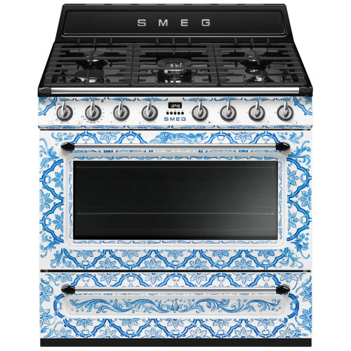 Smeg 900mm Dolce & Gabbana Dual Fuel Freestanding Cooker Majolica KT90DGM