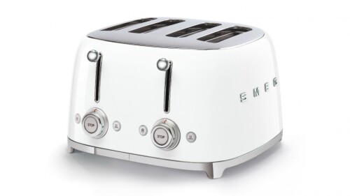 Smeg 50's Retro Style 4 Slot Wide Toaster - White TSF03WHAU