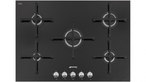 Smeg Linea 750mm Black Ceramic 5 Burner Gas Cooktop PV175CN2AU