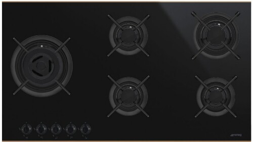 Smeg 900mm Dolce Stil Novo 5 Burner Gas Cooktop with Copper Trim PV695LCNRAU