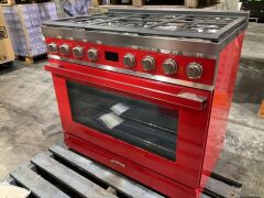 Smeg 900mm Portofino Pyrolytic Freestanding Cooker - Coral Red CPF9GPRA - 2