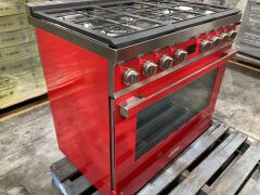 Smeg 900mm Portofino Pyrolytic Freestanding Cooker - Coral Red CPF9GPRA - 4