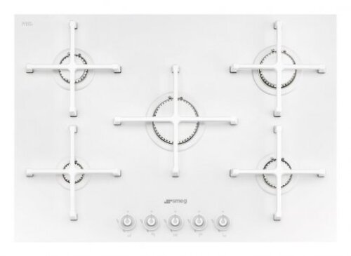 Smeg Linea 74cm 5 Burner Gas-on-glass Hob With Straight Edge Glass - White PV175CB