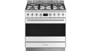 Smeg 900mm Dual Fuel Freestanding Cooker - White CS9GMBA