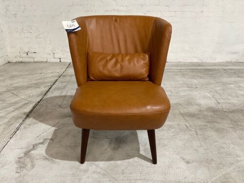 Havana Leather Accent Chair, Tan with Walnut Legs