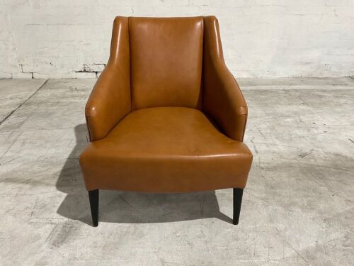 Bel Air Leather Armchair, Saddle with Black Legs