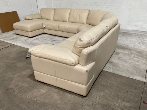 Park Avenue 5 Seat Leather Modular Sofa, Cream
