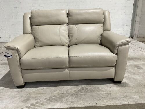 Dover 2 Seat Leather Sofa, Silver Grey