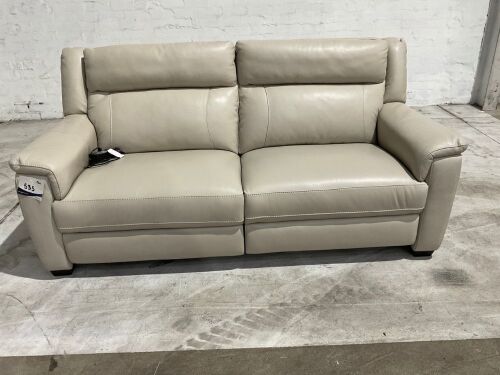Dover 2.5 Seat Leather Electric Recliner Sofa, Silver Grey