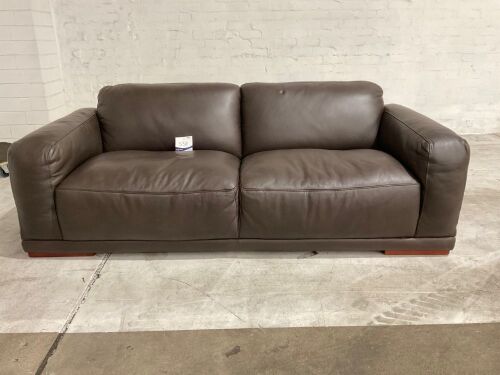 Softy 3 Seat Leather Sofa, Chocolate