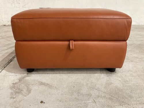 Pax Leather Ottoman with Storage, Saddle