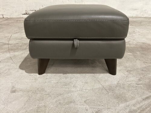 Dion Leather Ottoman, Charcoal