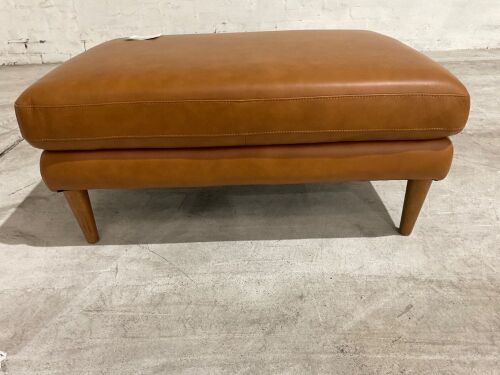 Ryley Leather Ottoman, Tan