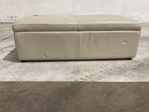 Neo Leather Ottoman with Storage, Cement