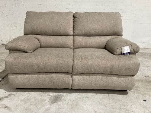2 Seat Fabric Sofa, Beige with Chestnut Feet