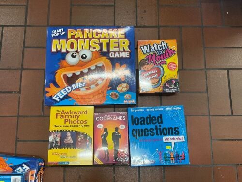 Bundle of Pancake Monster Game, Awkward Family Photos, Loaded questions Classic , Watch ya Mouth and Codenames