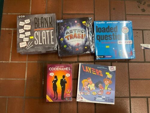 Bundle of Blank Slate, Astro Trash, Layers, Loaded Questions, and Codenames