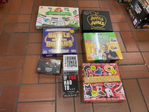 Bundle of Stoner City, Apples to Apple, Who's the Dude?, Battle of the Bogan$, Exploding Kittens, If You Had To, and Boganology