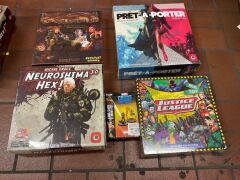 Bundle of The Red Dragon Inn, Pre-a-Porter, Neuroshima Hex, Crisis Protocol Miniature Game, and Justice League