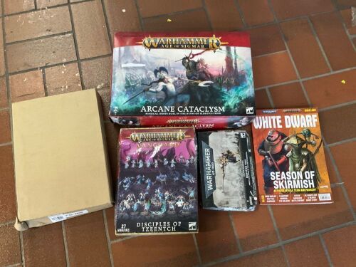 Bundle of Warhammer Arcane Cataclysm, Age of Sigmar, Morvenn Vahl Miniature, White Dwarf Magazine, Folded Space Game Inserts - Rising Sun