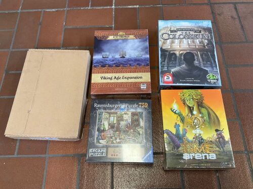 Bundle of Architects of The Colosseum, Time Arena, 878 Vikings Expansion, Folded Space Game Inserts, Ravensburger Puzzle