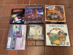 Bundle of Terminator Genisys, Vikings Gone Wild, Terra Nova, Ravensburger Puzzle, Traveller Skandersvik, Board Game a Organizer