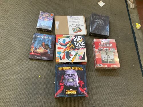 Bundle of Midnight Circle, Board Game organiser, Terrors of London, Candlekeep Mysteries book, That time you killed me, Zero Leader and Thanos Rising.