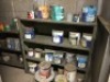 Quantity Assorted Full/Part Drums, Paint, Lacquers etc and Storeage Racks