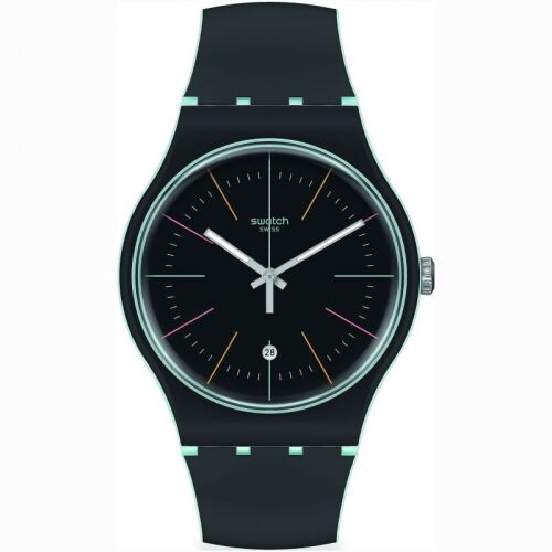 Mens Swatch Black Layered Watch SUOS402