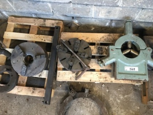 3 Pallets Assorted Machine Chucks, Steadies, Face Plates etc